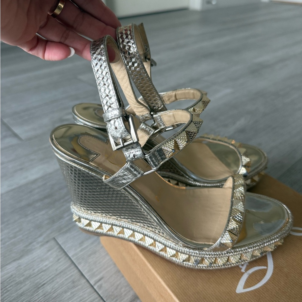 Christian Louboutin Metallic Silver Wedges